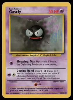 Gastly 50/102 Pokemon Base Set Unlimited Common Near Mint - Image 1