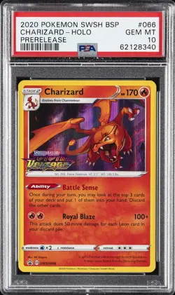 2020 POKEMON SWSH BLACK STAR PROMO PRERELEASE #066 CHARIZARD-HOLO PSA 10 - Image 1