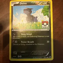 2013 Pokemon Legendary Treasures Deino 97/113 Pokemon League 3rd Place - Image 1