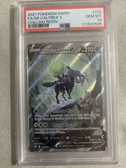 2021 POKEMON SWSH CHILLING REIGN #172 FULL ART/SHADOW RIDER CALYREX V PSA 10 - Image 1