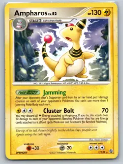 AMPHAROS (DP SECRET WONDERS) 1/132 RARE DECK EXCLUSIVES POKEMON HP - Image 1