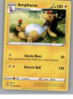 Ampharos 057/189 Rare Darkness Ablaze Pokemon Near Mint - Image 1