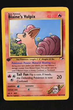 Blaine's Vulpix 1st Edition 65/132 NM Gym Heroes Regular Pokemon TCG Near Mint - Image 2