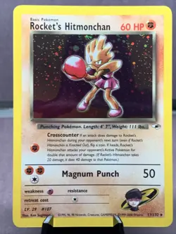 Pokemon TCG Gym Heroes Rocket's Hitmonchan Holo Rare 11/132 WOTC VTG - Image 1