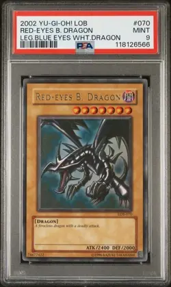 Foil shift Misprint Yu-Gi-Oh! Red-Eyes B. Dragon LOB-070 American PSA 9 - Image 1