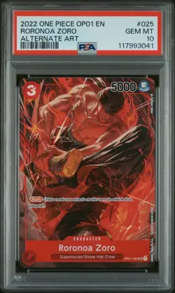 Roronoa Zoro PSA 10 - OP01-025 - SR Alternate Art - Romance Dawn - One Piece TCG - Image 1