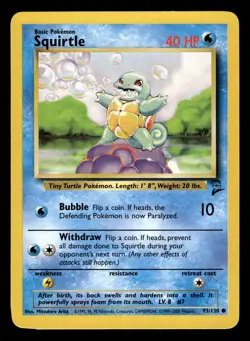 Squirtle 93/130 Common Starter Base Set 2 Pokemon Card - 8 - Image 1