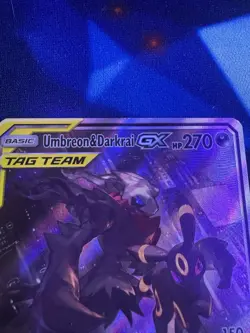 2019 Pokemon Sun & Moon Black Star Promo #SM241 Umbreon & Darkrai GX Tag Team LP - Image 2