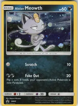 Holo Alolan Meowth - SM43 Promo Sun & Moon Promo Near Mint - Image 1