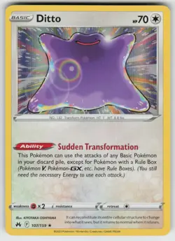 Holo Ditto 107/159 Rare Crown Zenith Near Mint - Image 1