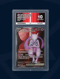 2025 Pokemon Destined Rivals Team Rocket's Mewtwo ex 213/182 Secret Rare ACE 10 - Image 1