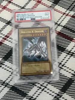 PSA 9 Konami Yu-Gi-Oh! Red-Eyes B. Dragon LOB-070 Legend of Blue Eyes Unlimited - Image 1