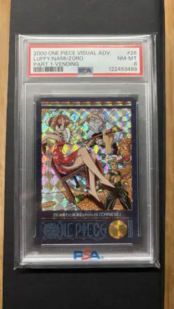 PSA 8 Luffy Nami Zoro One Piece Visual Adventure Vending #26 Japanese 2000 Foil - Image 1