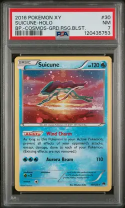 PSA 7 2016 Suicune 30/122 Cosmos Holo Pokemon XY Breakpoint Sun & Moon - Image 1