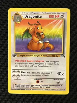 Pokemon Dragonite 19/62 (1st Edition) *Near Mint* Fossil ‘Never Played Card’ - Image 1