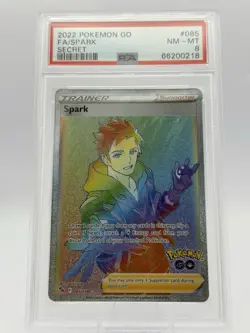 Pokemon TCG Trainer Spark Holo Card Secret Rainbow Rare 085/078 Pokemon Go PSA 8 - Image 1