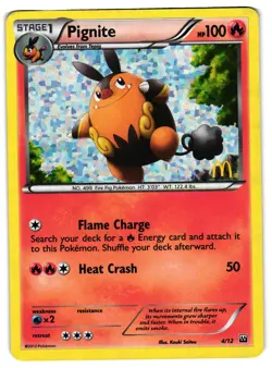 Pokemon TCG Pignite 4/12 Promo McDonald's Promos 004/012 DMG - Image 1