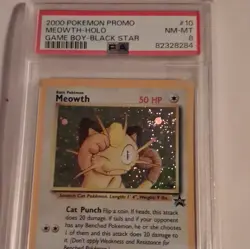 PSA 8 2000 Pokemon WotC Promo Meowth Holo 10/53 Black Star English - Image 2