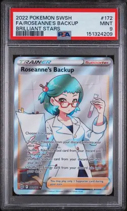 Roseanne's Backup Full Art 172/172 SWSH Brilliant Stars 2022 Pokemon PSA 9 MINT - Image 1