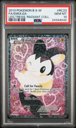 2013 POKEMON BLACK & WHITE LEGENDARY TREASURES #RC23 FULL ART/EMOLGA PSA 10 - Image 1