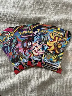 Pokemon TCG Chaos Rising Sleeved Booster Pack Art Set 4 Packs New Sealed - Image 1