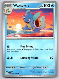 Wartortle 008/165 Uncommon 151 Pokemon Near Mint - Image 1