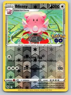 Blissey 052/078 Holo Rare Pokemon GO Reverse Holo Near Mint - Image 1