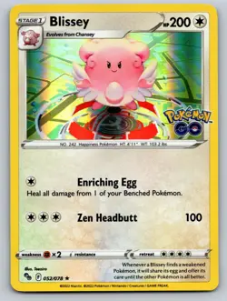 Blissey 052/078 Holo Rare Pokemon GO Holo Near Mint - Image 1