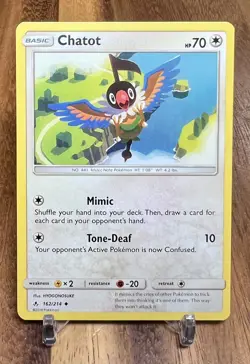 Chatot 162/214 Non Holo Unbroken Bonds Pokemon Card NM - Image 1