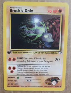 Brock's Onix 21/132 Rare Non-Holo 1st Edition Gym Heroes Set Pokemon Card LP - Image 1