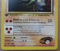 Brock's Onix 21/132 Rare Non-Holo 1st Edition Gym Heroes Set Pokemon Card LP - Image 3