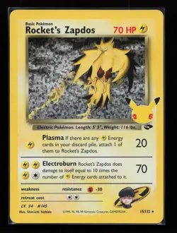 Rocket's Zapdos 15/132 Classic Collection Celebrations Pokemon Card - Image 1