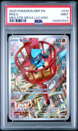2025 POKEMON MEP EN-ME BLACK STAR PROMO #010 RIOLU PSA 9 - Image 1