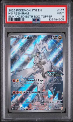 2025 POKEMON JTG EN-JOURNEY TOGETHER #167 N'S RESHIRAM PSA 9 - Image 1