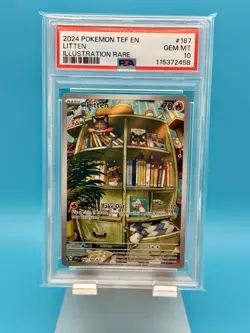 2024 Pokemon TEF EN - LITTEN - Illustration Rare - #167 - GEM MINT - PSA 10 - Image 1