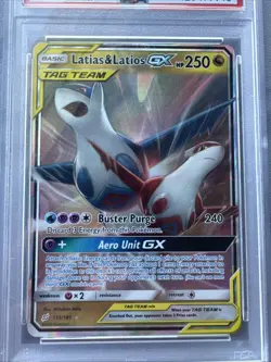 Latias & Latios GX 113/181 Sun & Moon Team Up Holo Pokemon PSA 9 MINT - Image 3