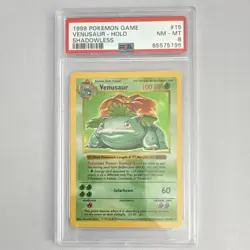 Pokemon Venusaur Base Set Shadowless 15/102 Holo Rare PSA 8 English 1999 - Image 1