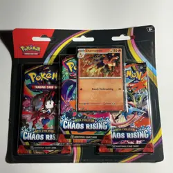 Pokemon TCG 3-Pack Blister Chaos Rising New Sealed Charmeleon Promo Card Mega - Image 1