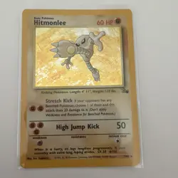Pokemon tcg Base Set Hitmonlee Fossil Holo Rare 7/62 60 HP English 1999 - Image 1