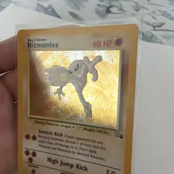 Pokemon tcg Base Set Hitmonlee Fossil Holo Rare 7/62 60 HP English 1999 - Image 2