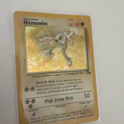 Pokemon tcg Base Set Hitmonlee Fossil Holo Rare 7/62 60 HP English 1999 - Image 3