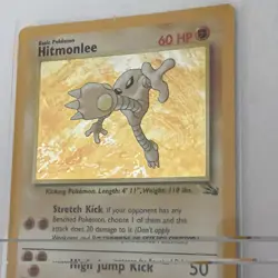 Pokemon tcg Base Set Hitmonlee Fossil Holo Rare 7/62 60 HP English 1999 - Image 4
