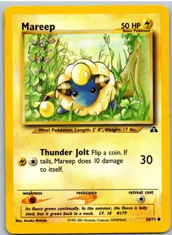 Mareep 58/75 Common Neo Discovery Pokemon Unlimited NM - Image 1