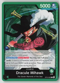 Dracule Mihawk OP14-020 One Piece The Azure Sea's Seven Leader Near Mint - Image 1