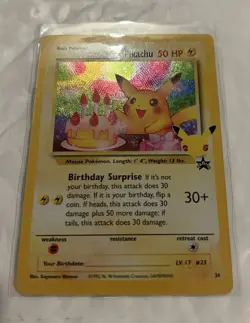 Pokemon Card- Celebrations PROMO Birthday Pikachu #24 25th anniversary - Image 1