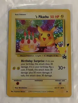 Pokemon Card- Celebrations PROMO Birthday Pikachu #24 25th anniversary - Image 2