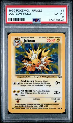 1999 POKEMON JUNGLE #4 JOLTEON-HOLO PSA 6 - Image 1