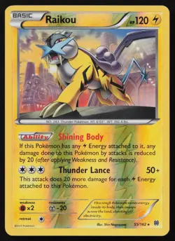 Raikou 55/162 Reverse Holo Holo Rare BREAKthrough Pokemon LP - Image 1