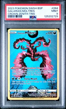 2023 POKEMON SWSH BLACK STAR PROMO CROWN ZENITH TIN #284 GALARIAN MOLTRES PSA 9 - Image 1