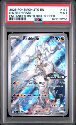 2025 POKEMON JTG EN-JOURNEY TOGETHER #167 N'S RESHIRAM PSA 9 - Image 1